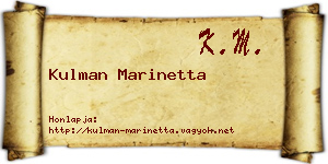 Kulman Marinetta névjegykártya